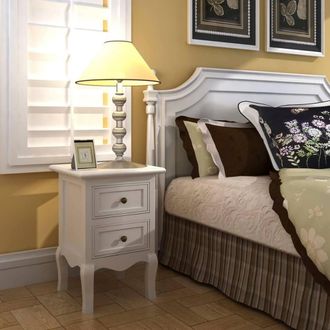 Berkfield Home Nightstand with 2 Drawers MDF White