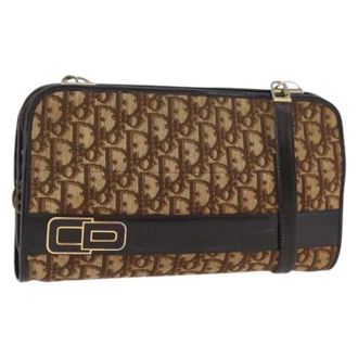 Dior Pre-owned Vintage Trotter Canvas Shoulder Bag - Dames - Pre-owned - Beige - Maat: ONE Size Leer