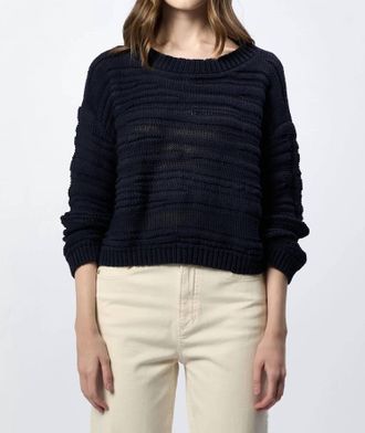 Dear John Denim Anneli Crew Neck Long Sleeve Sweater In Black Iris