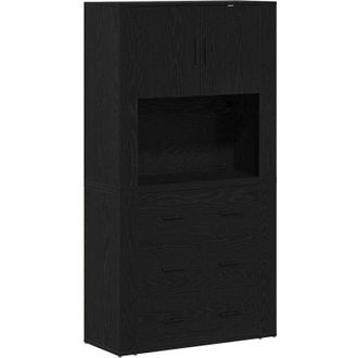 vidaXL Vidaxl - Altillo Roble Negro 80 X 33 X 150 Cm Madera Contrachapada
