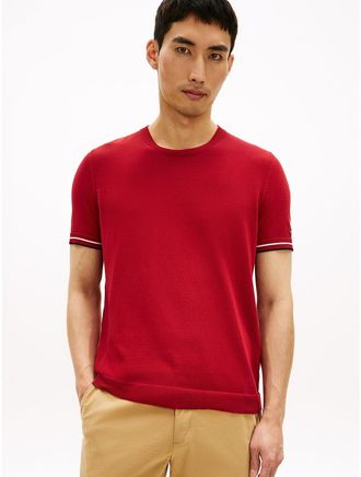 Tommy Hilfiger Mens New York Label Knit Tipped T-Shirt - Red - XL