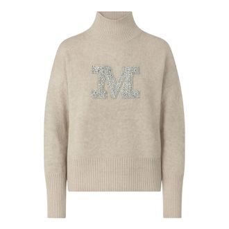 Clips Turtlenecks, female, Beige, M, Beige Jumper with Jewel Detail