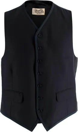 Hermès Hermès Black Button Front Waistcoat Size L