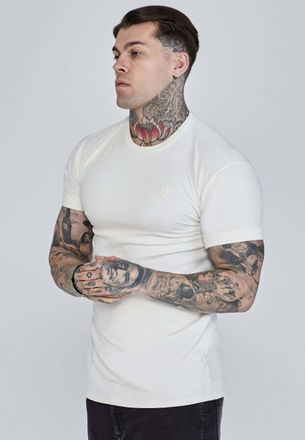 Siksilk T-Shirt SIKSILK Siksilk T-Shirt Roll Sleeve T-Shirt, Herren, Gr. M, beige, Obermaterial: 48% Baumwolle CO. 47% Viskose CV. 5% Elasthan EL., Shirts T-S