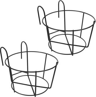 OEM Dailygoody - Maceta Colgante - Soportes Para Macetas Colgantes - Negro - Soporte De Metal Para Plantas - Apto Para Balc&oacute;n - Juego De 2