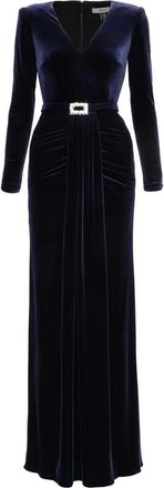 Nissa Abito lungo in velluto con cristalli - Blu