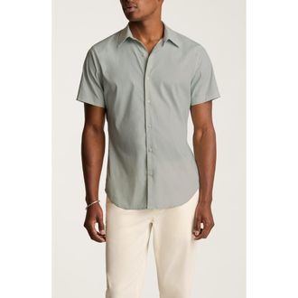 Bonobos Tech Slim Fit Geo Print Short Sleeve Button-Up Shirt in Breen Geo V4 C43 at Nordstrom Rack, Size Xx-Large