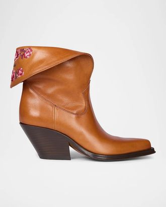 Chlo&eacute; Azelan Embroidered Leather Booties