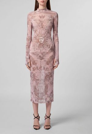 Philipp Plein Abito midi in jersey con stampa grafica