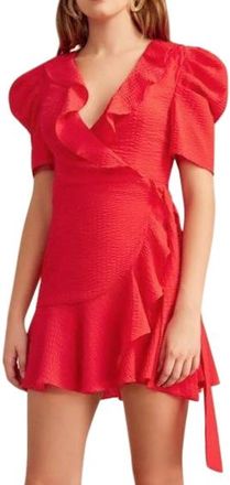 C/Meo Collective Red Advance Ruffle Wrap Dress Size L