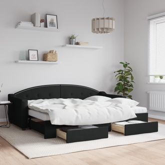 vidaXL Vidaxl - Sof&aacute; Cama Nido Con Cajones Tela Negro 80x200 Cm