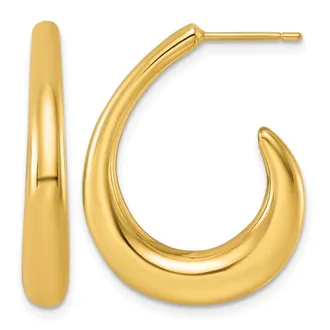 Diamond2Deal 18K Yellow Gold J- Shape Fancy Hoop Earrings