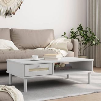 vidaXL Vidaxl - Mesa De Centro Senja Aspecto Rat&aacute;n Madera Blanco 100x55x33 Cm