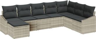 vidaXL Vidaxl - Garden Dining Set with Cushion with Storage 8 pcs Light Grey