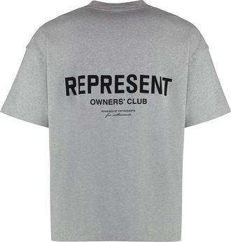 Represent Mens Grey Cotton Crew-Neck T-Shirt T-Shirts And Polos