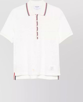 Thom Browne ribbed collar and cuffs polo shirt