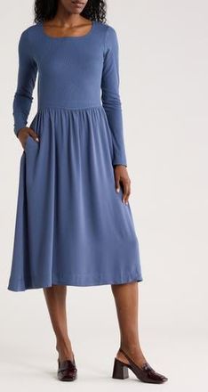 Melrose and Market Long Sleeve Fit & Flare Midi Dress in Blue Vintage at Nordstrom Rack, Size Xx-Small