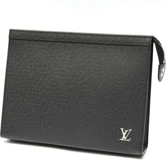 Louis Vuitton Black Taiga Leather Clutch Bag Pochette (Pre-Owned)