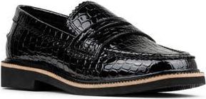 Donald J Pliner Croc Embossed Loafer in Black Patent at Nordstrom Rack, Size 5.5