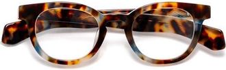 Eyebobs Total Wit 45mm Round Reading Glasses in Powder Blue /Coffee Tortoise at Nordstrom, Size +2.75