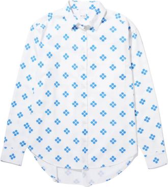 Kule Womens Quinn Royal Button Down Shirt In Royal Blue/white