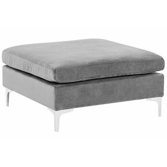 Beliani Beliani - Ottomana in Velluto Grigio con Cuscino Superiore Gambe Metallo Argento Evja