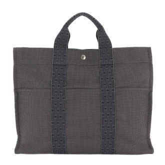 Herm&egrave;s Gray Canvas Tote Bag (Pre-Owned)