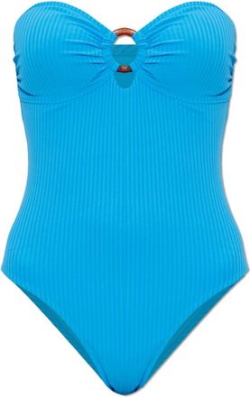 Melissa Odabash Cozumel Bandeau Badpak uit &eacute;&eacute;n stuk - Dames - Badpakken - Blauw - L - Badmode