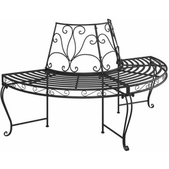 vidaXL vidaXL Half Round Tree Bench &Oslash;160 cm Black Steel