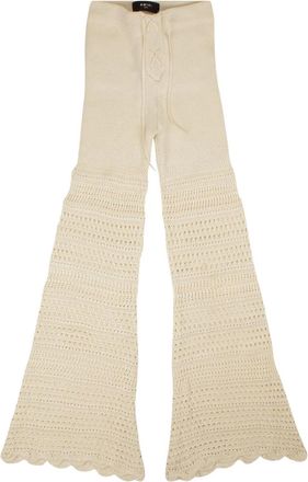 Amiri Checkered Crochet Flare Pants- Ivory