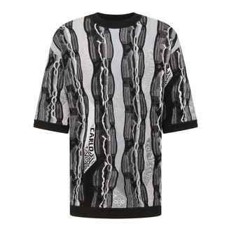 Carlo Colucci Tops, Heren, Veelkleurig, XS, 3D Knit T-Shirt