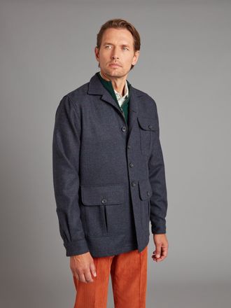 Oliver Brown Overshirt - Navy Herringbone Tweed