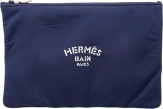 Herm&egrave;s Navy Elastane Polyamide Pouch (Pre-Owned)