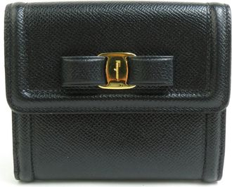 Ferragamo Black Leather Wallet (Bi-Fold) (Pre-Owned)