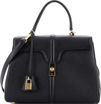 Celine 16 Top Handle Bag Grained Calfskin Medium shoulder bag - Zwart