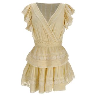 LoveShackFancy Loveshackfancy Gwen Ruffled Mini Dress in Yellow Cotton