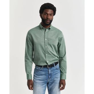 GANT Mens Gant Regular-Fit Classic Poplin Shirt in Green
