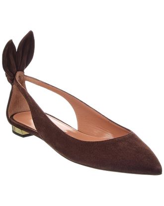 Aquazzura Bow Tie Suede Slingback Ballet Flat