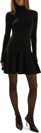 Favorite Daughter The Perfect Daughter Long Sleeve Wool Blend Minidress in Black at Nordstrom, Size X-Small