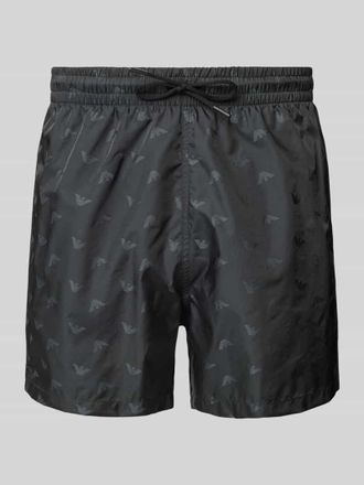 Emporio Armani Relaxed Fit Badeshorts mit Label-Print in Black, Gr&ouml;&szlig;e M