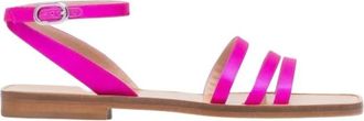 Scarosso Sarah Flat Sandalen - Dames - Sandalen - Roze - 39 1/2 EU - Leer - Schoenen