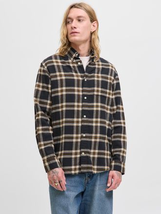 Jack & Jones Langarmhemd JACK & JONES JJECLASSIC FLANNEL CHECK SHIRT LS SN, Herren, Gr. XXL, N-Gr, schwarz, Web, Obermaterial: 100% Baumwolle, kariert, regular fit