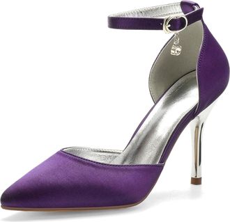 Miyoopark Womens Wedding Dress Shoes Stiletto High Heel Occasions Pumps M522 Dark Purple UK 5.5