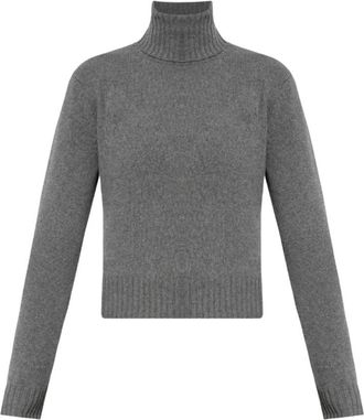 Ami Casual Grijs Kasjmier Wol Trui - Dames - Cashmere truien - Grijs - L - Wol - Truien & Vesten