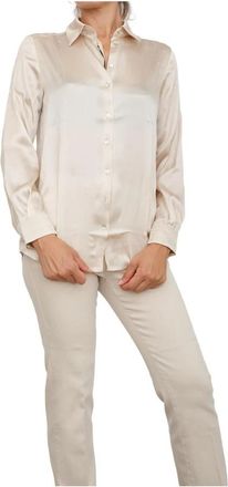 Marella Camicia Cipria - Dames - Overhemden - Wit - L - Satijn - Overhemden