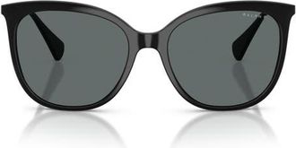 Ralph Lauren 56mm Polarized Butterfly Sunglasses in Shiny Black /Polar Dark Grey at Nordstrom