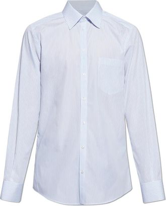 Dolce & Gabbana Gestreept shirt - Heren - Zakelijke Overhemden - Blauw - L - Katoen - Overhemden