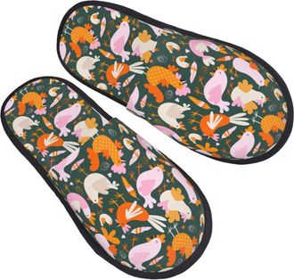 Generic Fuzzy Slippers Hens, Roosters And Chicks Furry Slippers Non Slip Casual House Slipper For Travel Party Bathroom M