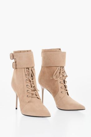 Balmain Stivaletti URIA in Camoscio con Zip Posteriore Tacco 9cm Balmain