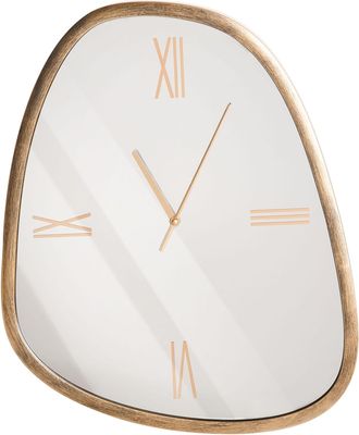 Beliani Orologio Da Parete Con Cornice Minimalista 53 X 45 Cm Forma Irregolare Accessori Per La Casa Marrone Scuro E Argento Castalla